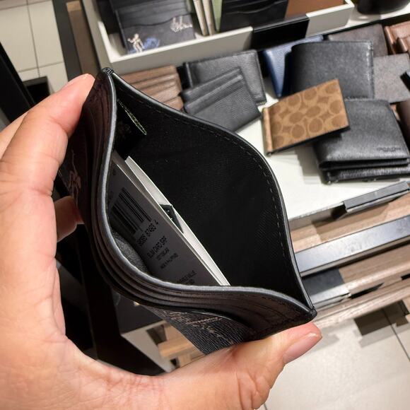 Last 1 ‼️Coach Slim Id Card Case With Surf Print CBJ93 Charcoal Multi - Picture 3 of 4